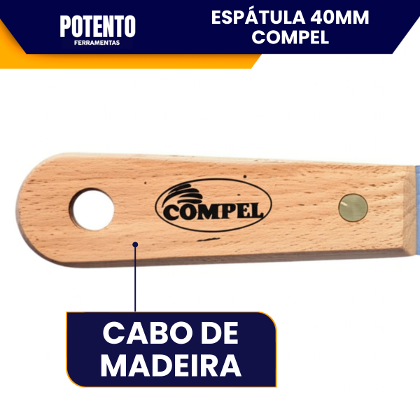 Espátula de Aço Inox lisa 4cm Com Cabo de Madeira Para Massa Corrida - Imagem 5