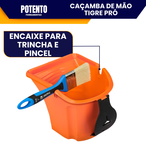 Caçamba De Mão Tigre Pro 2 Litros Para pintura Com Alça Ideal Para Uso Em Altura - Imagem 5