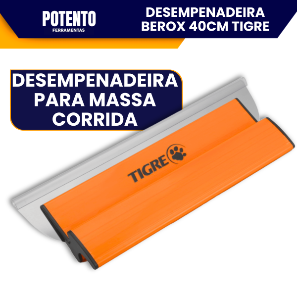 Desempenadeira Berox Tigre 40cm, Aço Inox Com Lâmina Flexível, Lisa, Para Massa Corrida, Efeitos Decorativos - Imagem 4