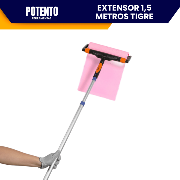 Cabo de Alumínio Extensor Clique Prolongador Telescópico 1,5 Metros Para Suporte de Rolos - Imagem 4