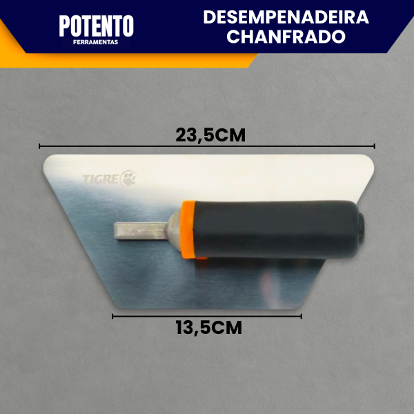 Desempenadeira Chanfrado Tigre Trapézio De Aço Inox 23CM Para Massa Corrida Cimento Queimado Efeitos - Imagem 4