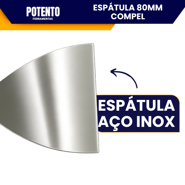 Espátula de Aço Inox lisa 8cm Com Cabo de Madeira Para Massa Corrida - Imagem 4