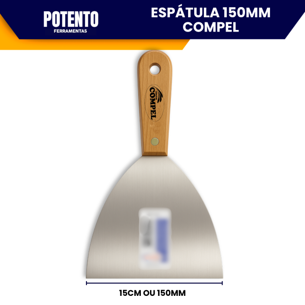 Espátula De Aço Inox Lisa 15cm Com Cabo de Madeira Para Massa Corrida - Imagem 4