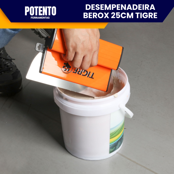 Desempenadeira Berox Tigre 25cm, Aço Inox com Lâmina Flexível, Lisa, Para Massa Corrida - Imagem 4
