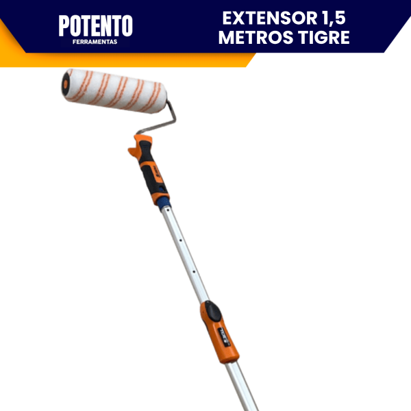 Cabo de Alumínio Extensor Clique Prolongador Telescópico 1,5 Metros Para Suporte de Rolos - Imagem 3