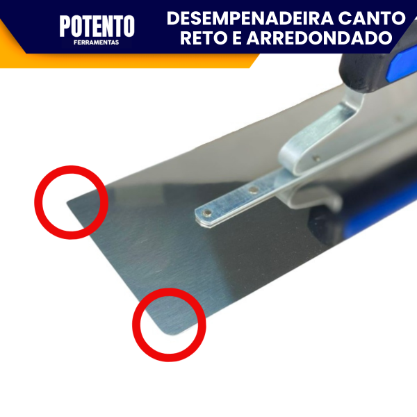 Desempenadeira De Aço Inox Para Massa Corrida 45x12cm Tigre Canto Arredondado e Canto Reto - Imagem 4
