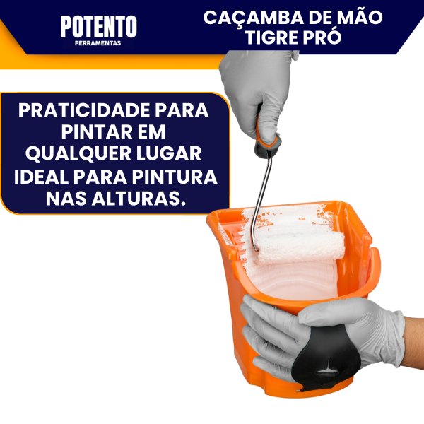 Caçamba De Mão Tigre Pro 2 Litros Para pintura Com Alça Ideal Para Uso Em Altura - Imagem 3