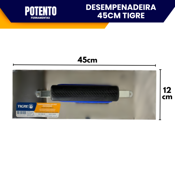 Desempenadeira De Aço Inox Para Massa Corrida 45x12cm Tigre Canto Arredondado e Canto Reto - Imagem 7